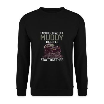 Families That Get Muddy Muddy Quad Biker Four - Unisex Pullover - Schwarz - Vorne - Alina (178cm) & Michal (187cm)