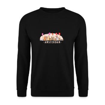 Amsterdam Windmill Netherlands Tulips Flower - Unisex Sweatshirt - black - Front - Alina (178cm) & Michal (187cm)