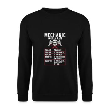 Mechanic Rates Funny Mechanic Hourly Rate Workshop - Unisex Sweatshirt - black - Front - Alina (178cm) & Michal (187cm)