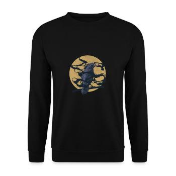 Black Crow Raven Bird - Unisex Pullover - Schwarz - Vorne - Alina (178cm) & Michal (187cm)