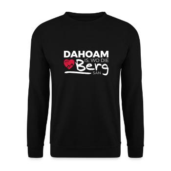 Dahoam is wo die Berg san! Für alle Bergverrückten - Unisex Pullover - Schwarz - Vorne - Alina (178cm) & Michal (187cm)