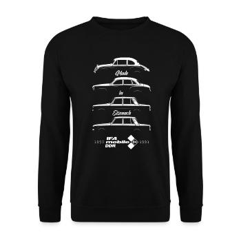 IFA mobile DDR History 1950-1991 made in Eisenach - Unisex Sweatshirt - black - Front - Alina (178cm) & Michal (187cm)