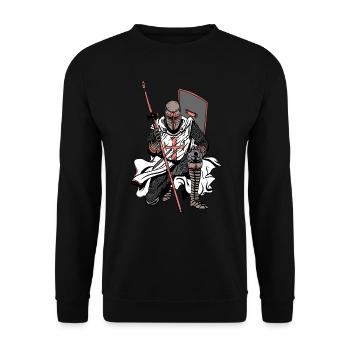 Kreuzritter, Tempelritter, Krieger crusader Ritter - Unisex Pullover - Schwarz - Vorne - Alina (178cm) & Michal (187cm)