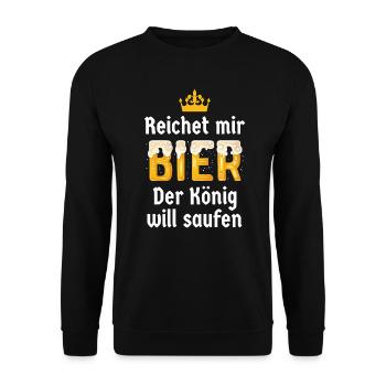 Reicht mir Bier König saufen Papa Opa Geschenk - Unisex Pullover - Schwarz - Vorne - Alina (178cm) & Michal (187cm)