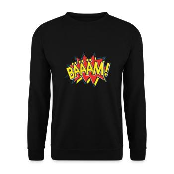 BÄÄÄM Comic Strip Action Bubble - Pop-Art Style - Unisex Sweatshirt - black - Front - Alina (178cm) & Michal (187cm)