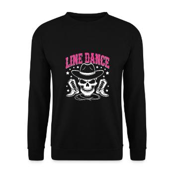 Line Dance Skull with Stetson and Boots and Lasso - Unisex Sweatshirt - black - Front - Alina (178cm) & Michal (187cm)