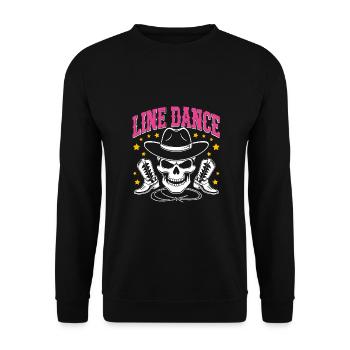 Line Dance Skull with Stetson and Boots and Lasso - Unisex Sweatshirt - black - Front - Alina (178cm) & Michal (187cm)