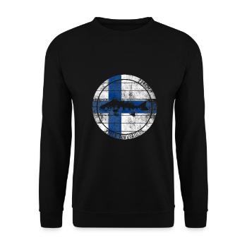 Perch Fishing Finland - Unisex Sweatshirt - black - Front - Alina (178cm) & Michal (187cm)