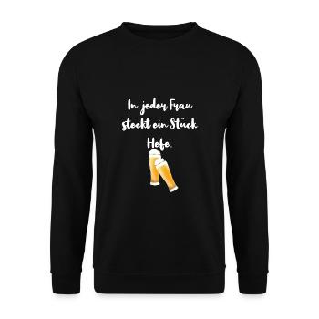 bier trinken hefe weizen genießen spruch geschenk - Unisex Pullover - Schwarz - Vorne - Alina (178cm) & Michal (187cm)