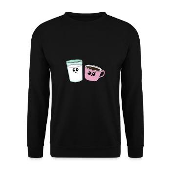 lait café bonjour boulanger heureux - Sweat-shirt Unisexe - noir - Devant - Alina (178cm) & Michal (187cm)