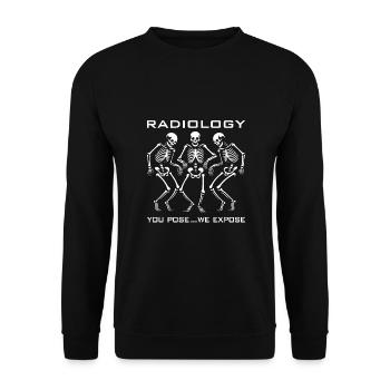 Tanzende Skelette lustiger Radiologen Spruch - Unisex Pullover - Schwarz - Vorne - Alina (178cm) & Michal (187cm)