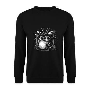 Schlagzeug Schlagzeuger Destroy Silence Rockband. - Unisex Pullover - Schwarz - Vorne - Alina (178cm) & Michal (187cm)