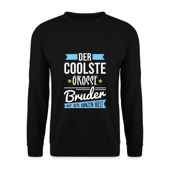 DER COOLSTE GROSSE BRUDER AUF DER GANZEN WELT - Unisex Pullover - Schwarz - Vorne - Alina (178cm) & Michal (187cm)