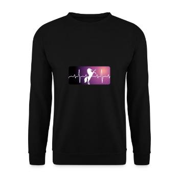 Pferd Herz EKG - Unisex Pullover - Schwarz - Vorne - Alina (178cm) & Michal (187cm)