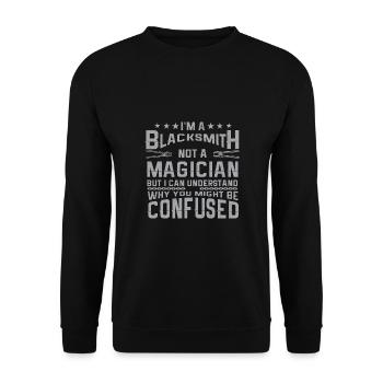 Lustiger Schmied Spruch & Schmieden - Unisex Pullover - Schwarz - Vorne - Alina (178cm) & Michal (187cm)