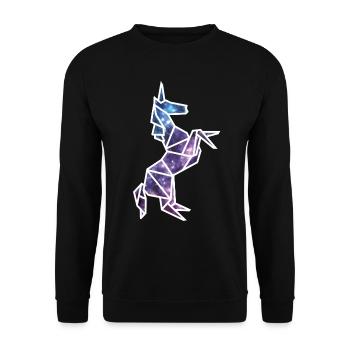 Galaxy Einhorn - Unisex Pullover - Schwarz - Vorne - Alina (178cm) & Michal (187cm)