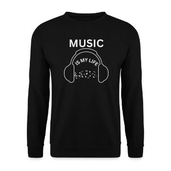 Music is my Life - Unisex Pullover - Schwarz - Vorne - Alina (178cm) & Michal (187cm)