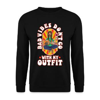 Bad vibes don’t go with my outfit - Unisex Pullover - Schwarz - Vorne - Alina (178cm) & Michal (187cm)