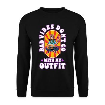 Bad vibes don’t go with my outfit - Unisex Pullover - Schwarz - Vorne - Alina (178cm) & Michal (187cm)