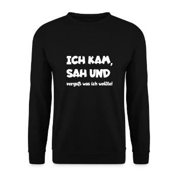 ICH KAM SAH UND VERGAß WAS ICH WOLLTE - Unisex Pullover - Schwarz - Vorne - Alina (178cm) & Michal (187cm)