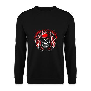 Cool skull with long hair hoodie and baseball cap - Unisex Sweatshirt - black - Front - Alina (178cm) & Michal (187cm)