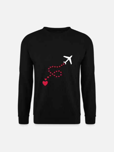 ★ design colors changeable ★ airplane (trace, hearts) - Unisex Sweatshirt - black