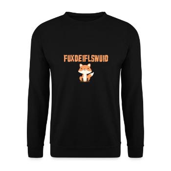 Fuxdeiflswuid Clever Fuchs Bayerisch Lustig - Unisex Pullover - Schwarz - Vorne - Alina (178cm) & Michal (187cm)