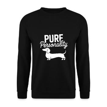Dackel ist pure Persönlichkeit Dackelsilhouette - Unisex Pullover - Schwarz - Vorne - Alina (178cm) & Michal (187cm)
