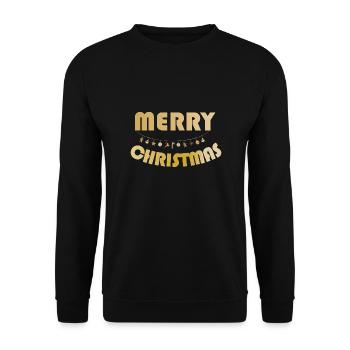 Guirlande lumineuse dorée de Joyeux Noël - Sweat-shirt Unisexe - noir - Devant - Alina (178cm) & Michal (187cm)
