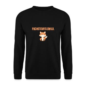 Fuchsteufelswild Fuchs schlau Lustig - Unisex Pullover - Schwarz - Vorne - Alina (178cm) & Michal (187cm)