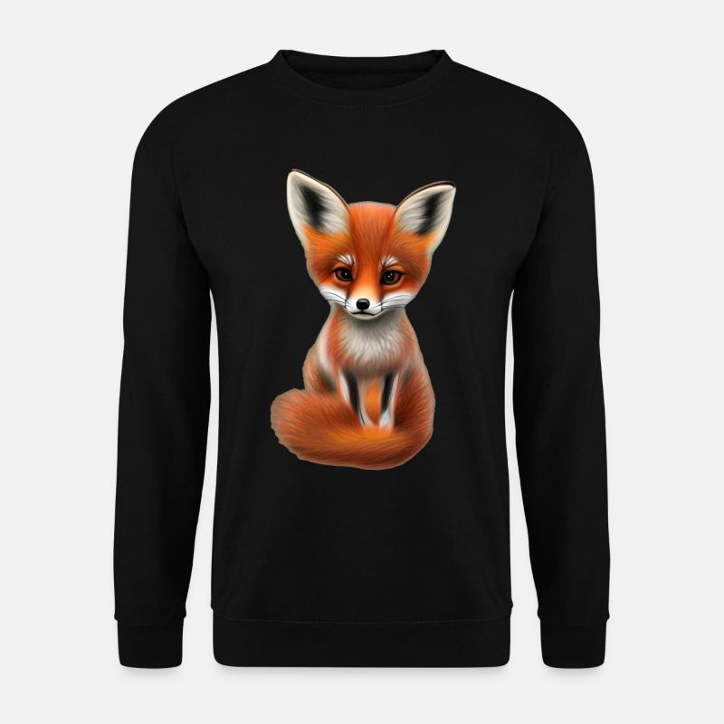 Fuchs handgemalter Fuchs Welpe - Unisex Pullover - Schwarz