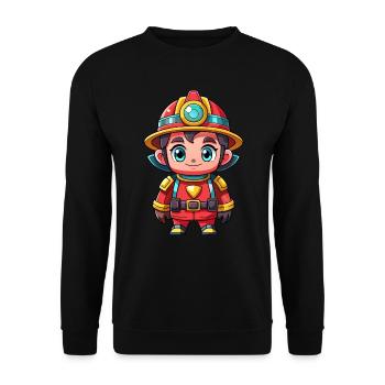Héros en rouge le pompier - Sweat-shirt Unisexe - noir - Devant - Alina (178cm) & Michal (187cm)