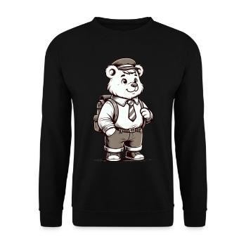 Cute Schoolboy Bear - Unisex Pullover - Schwarz - Vorne - Alina (178cm) & Michal (187cm)