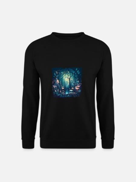 Zauberhafter Märchenwald mit verwunschenen Pilzen - Unisex Pullover - Schwarz