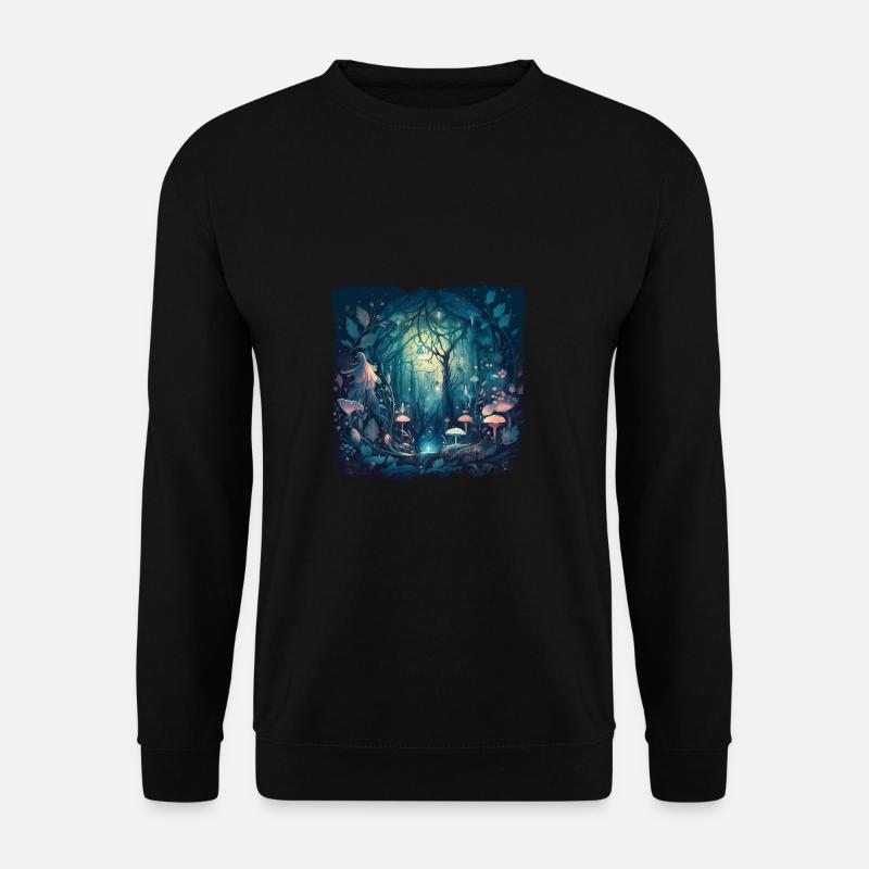 Zauberhafter Märchenwald mit verwunschenen Pilzen - Unisex Pullover - Schwarz
