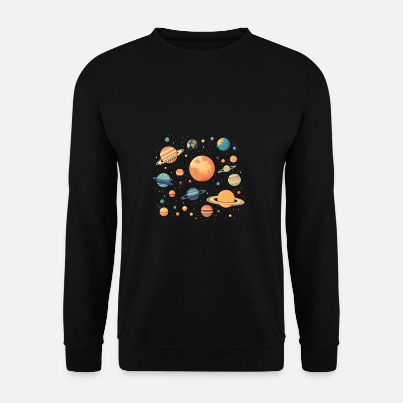 Bunte Planeten die durchs All schweben - Unisex Pullover - Schwarz