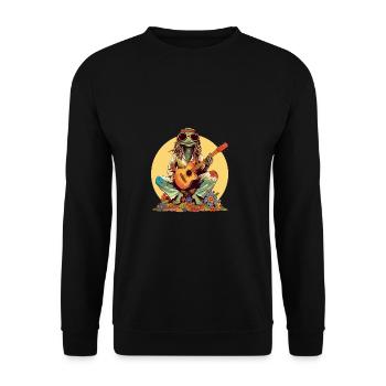 Grenouille hippie cool avec guitare et fleurs rétro - Sweat-shirt Unisexe - noir - Devant - Alina (178cm) & Michal (187cm)