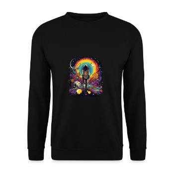 Psychedelic Trip to the Moon - Lucy in the Sky - Unisex Sweatshirt - black - Front - Alina (178cm) & Michal (187cm)