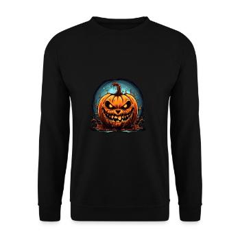 Spooky Horror Pumpkin - Halloween Motif - Unisex Sweatshirt - black - Front - Alina (178cm) & Michal (187cm)