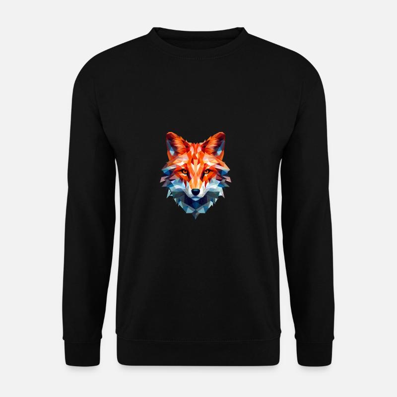 Geometrischer Fuchs Kopf in Dreieck Optik - Unisex Pullover - Schwarz
