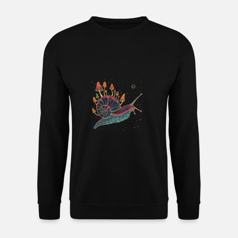 Bunte surreale Schnecke mit Pilzen - Unisex Pullover - Schwarz