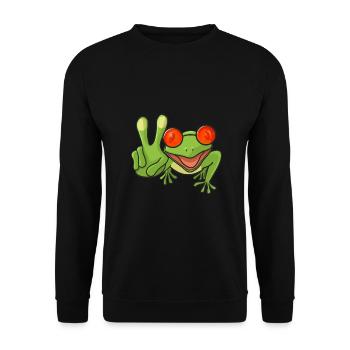 Frosch Hippie Sonnenbrille - Unisex Pullover - Schwarz - Vorne - Alina (178cm) & Michal (187cm)