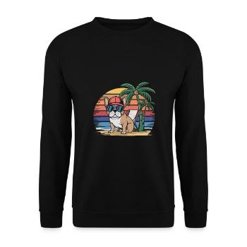 Cool Frenchie French Bulldog on the Beach - Unisex Sweatshirt - black - Front - Alina (178cm) & Michal (187cm)