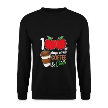 100 Days of Coffee & Chaos School Teacher - Unisex Sweatshirt - black - Front - Alina (178cm) & Michal (187cm)