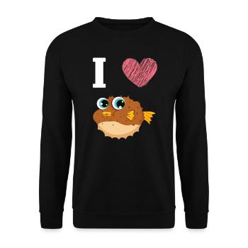 J’adore le poisson-globe - Sweat-shirt Unisexe - noir - Devant - Alina (178cm) & Michal (187cm)