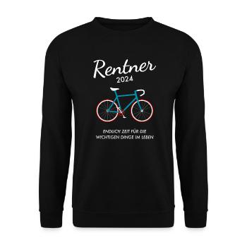Rentner 2024 Fahrrad Radsport Rad Pensionär Spruch - Unisex Pullover - Schwarz - Vorne - Alina (178cm) & Michal (187cm)