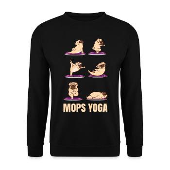 Mops Yoga Meditation Mopshund Yogatraining - Unisex Pullover - Schwarz - Vorne - Alina (178cm) & Michal (187cm)
