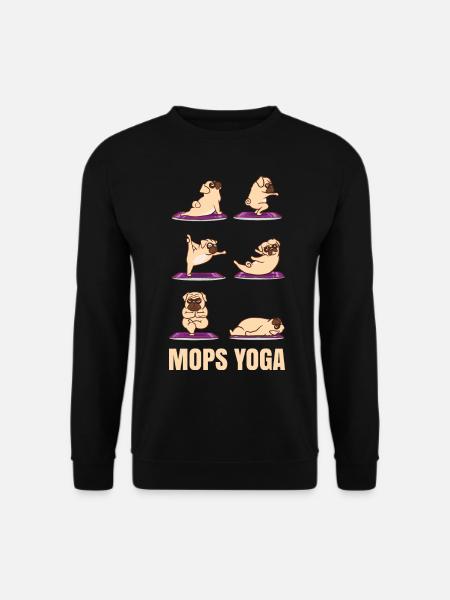 Mops Yoga Meditation Mopshund Yogatraining - Unisex Pullover - Schwarz