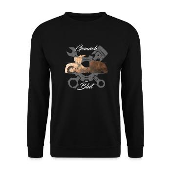Low Simson Schwalbe - Gemisch im Blut - Unisex Pullover - Schwarz - Vorne - Alina (178cm) & Michal (187cm)