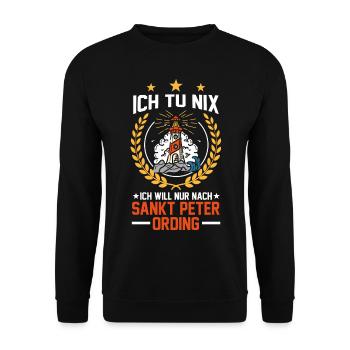 Ich tu nix ich will nur nach Sankt Peter Ording - Unisex Pullover - Schwarz - Vorne - Alina (178cm) & Michal (187cm)